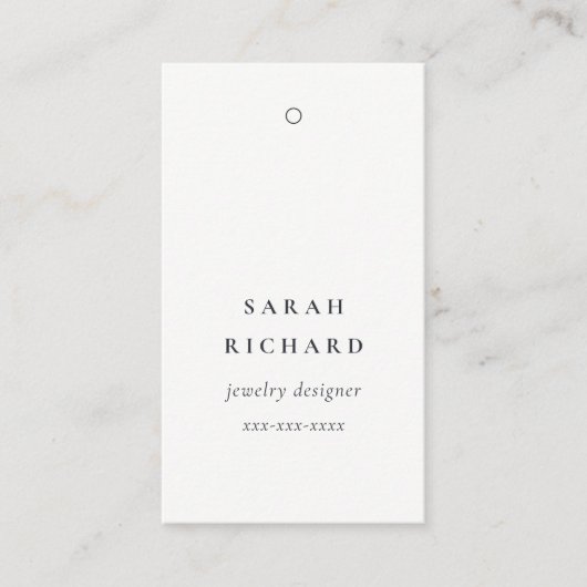 Elegante Eenvoudige Minimale Witte Prijs Label Naa (Voorkant)