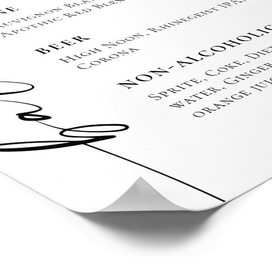 Elegante eenvoudige minimalistische bar menu bruil poster (Hoek)