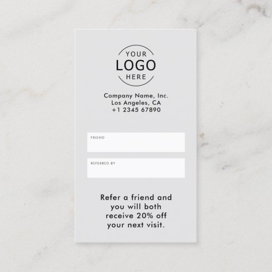 Elegante eenvoudige minimalistische bedrijf Logo Aanbevelingskaartje (Achterkant)