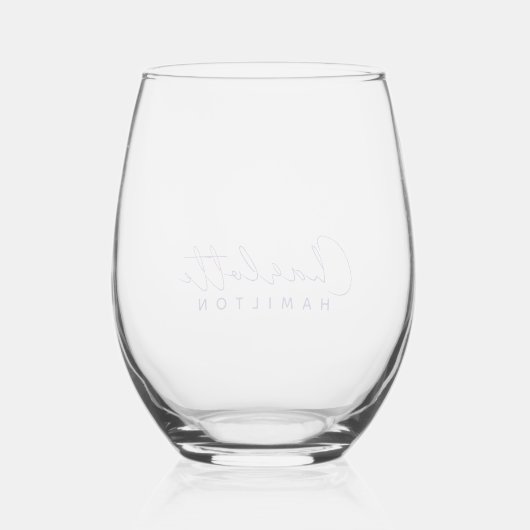 Elegante eenvoudige minimalistische gepersonalisee wijnglas zonder voet (Achterkant)