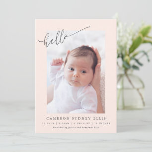Elegante Eenvoudige Minimalistische Hallo Blush Fo Aankondiging
