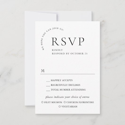 Elegante eenvoudige minimalistische kalligrafie Ma RSVP Kaartje (Voorkant)