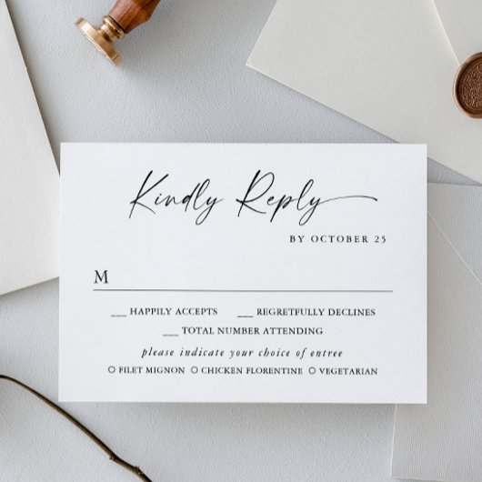 Elegante eenvoudige minimalistische kalligrafie Ma RSVP Kaartje