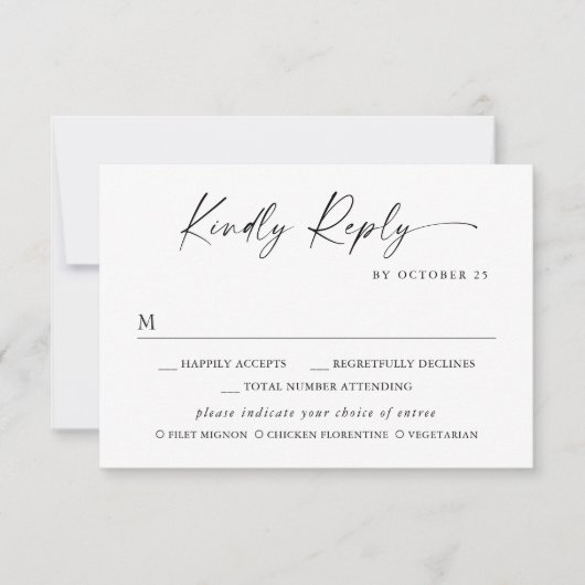 Elegante eenvoudige minimalistische kalligrafie Ma RSVP Kaartje (Voorkant)