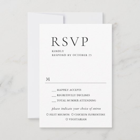 Elegante eenvoudige minimalistische kalligrafie Ma RSVP Kaartje (Voorkant)