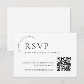 Elegante eenvoudige minimalistische kalligrafie QR RSVP Kaartje (Voorkant / Achterkant)