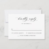 Elegante eenvoudige minimalistische kalligrafie zw RSVP kaartje (Voorkant)