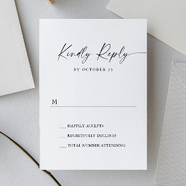 Elegante eenvoudige minimalistische kalligrafie zw RSVP kaartje