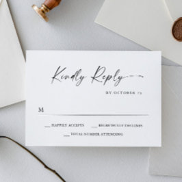 Elegante eenvoudige minimalistische kalligrafie zw RSVP kaartje