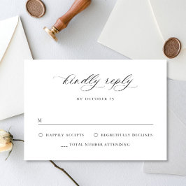 Elegante eenvoudige minimalistische kalligrafie zw RSVP kaartje