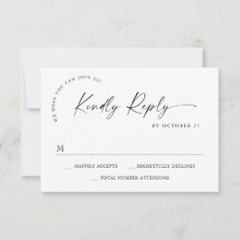 Elegante eenvoudige minimalistische kalligrafie zw RSVP kaartje