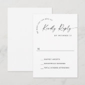 Elegante eenvoudige minimalistische kalligrafie zw RSVP kaartje (Voorkant / Achterkant)