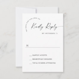 Elegante eenvoudige minimalistische kalligrafie zw RSVP kaartje