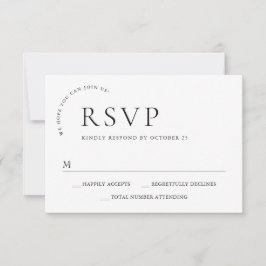 Elegante eenvoudige minimalistische kalligrafie zw RSVP kaartje