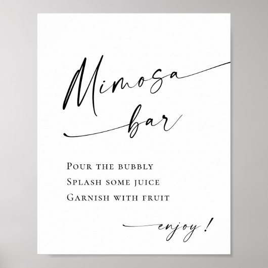 Elegante eenvoudige minimalistische Mimosa Bar bru Poster (Voorkant)