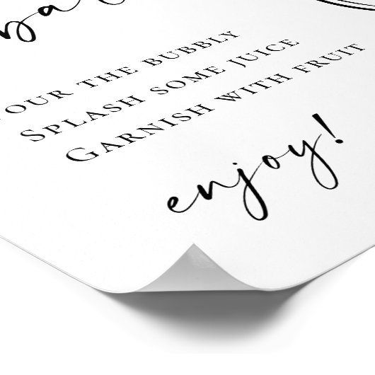 Elegante eenvoudige minimalistische Mimosa Bar bru Poster (Hoek)