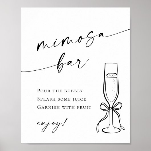 Elegante eenvoudige minimalistische Mimosa Bar bru Poster (Voorkant)