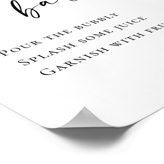 Elegante eenvoudige minimalistische Mimosa Bar bru Poster (Hoek)