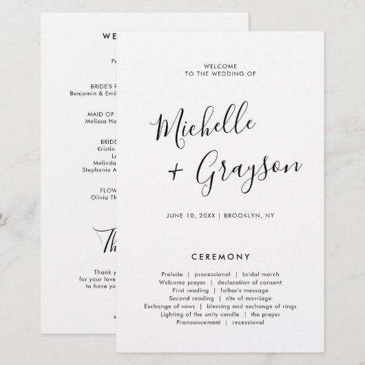 Elegante eenvoudige minimalistische moderne bruilo (Voorkant / Achterkant)