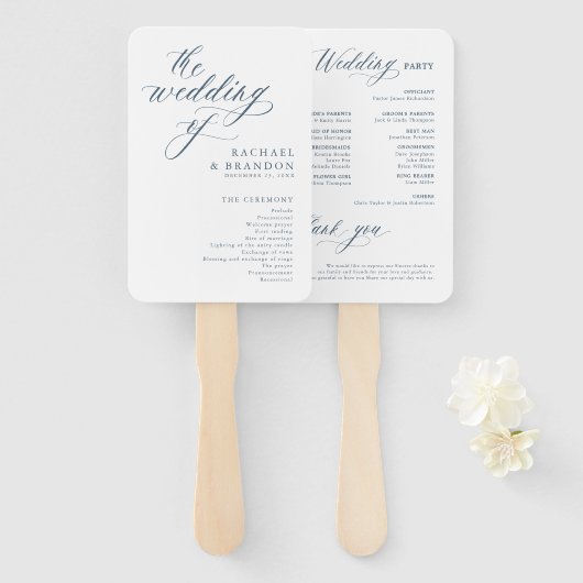 Elegante eenvoudige minimalistische moderne bruilo handwaaier (Voorkant en achterkant)