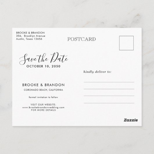 Elegante eenvoudige minimalistische moderne save t briefkaart (Achterkant)