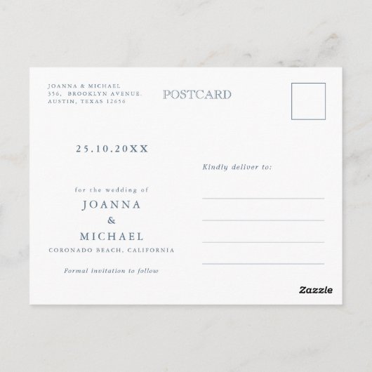 Elegante eenvoudige minimalistische moderne save t briefkaart (Achterkant)