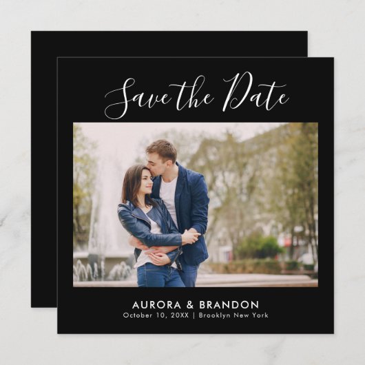 Elegante eenvoudige minimalistische moderne trouwf save the date (Voorkant / Achterkant)