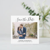 Elegante eenvoudige minimalistische moderne trouwf save the date (Staand voorkant)