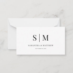 Elegante eenvoudige minimalistische paar monogram  notitiekaartje