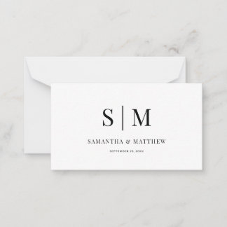 Elegante eenvoudige minimalistische paar monogram  notitiekaartje