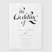 Elegante eenvoudige minimalistische retro bruiloft vellum uitnodigingen (Voorkant)