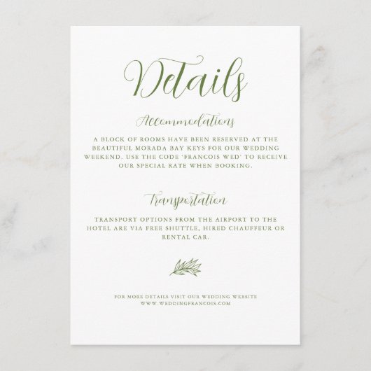 Elegante eenvoudige minimalistische script bruilof informatiekaartje (Voorkant)