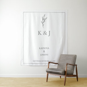 Elegante Eenvoudige Minimalistische Trouw Achtergr Wandkleed