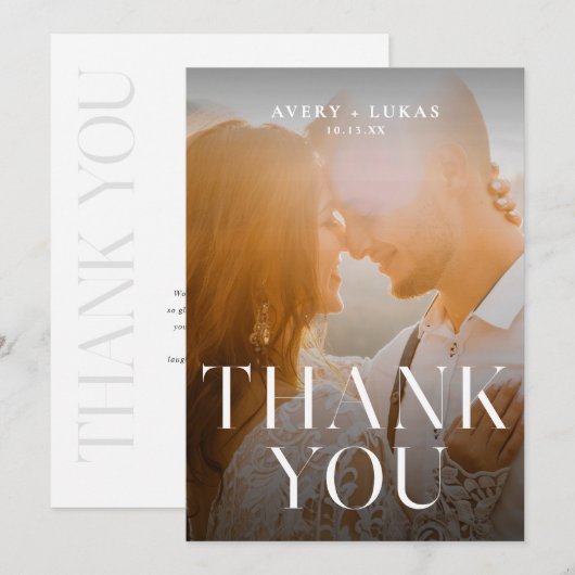 Elegante Eenvoudige Minimalistische Typografie Fot Bedankkaart (Voorkant / Achterkant)