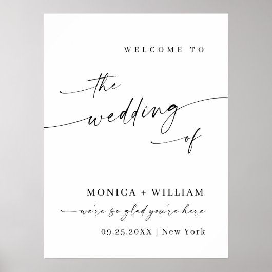 Elegante eenvoudige minimalistische welkom bruilof poster (Voorkant)