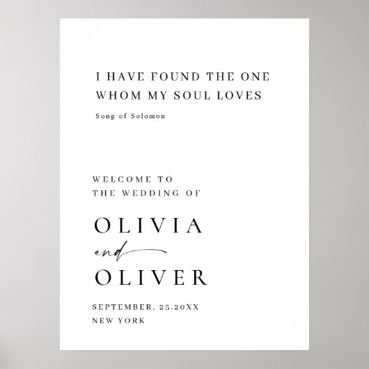 Elegante eenvoudige minimalistische welkom bruilof poster (Voorkant)