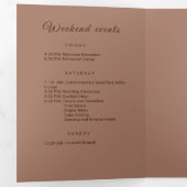 Elegante Eenvoudige Mocha Mousse met Monogram Brui Drieluik Programma (Binnenzijde eerst)