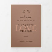 Elegante Eenvoudige Mocha Mousse met Monogram Brui Drieluik Programma (Cover)