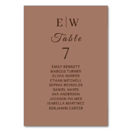 Elegante Eenvoudige Mocha Mousse met Monogram Huwe Kaart