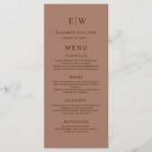 Elegante Eenvoudige Mocha Mousse met Monogram Huwe Menu (Voorkant)