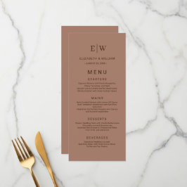 Elegante Eenvoudige Mocha Mousse met Monogram Huwe Menu