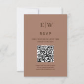Elegante Eenvoudige Mocha Mousse met Monogram Huwe RSVP Kaartje (Voorkant)