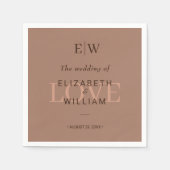 Elegante Eenvoudige Mocha Mousse met Monogram Huwe Servet (Voorkant)