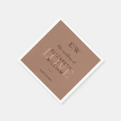 Elegante Eenvoudige Mocha Mousse met Monogram Huwe Servet (Hoek)