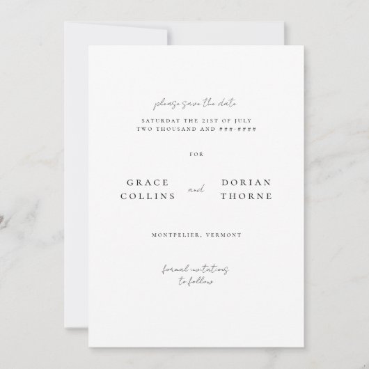 Elegante Eenvoudige Mocha Mousse Rustieke Neutrale Save The Date (Voorkant)