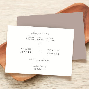 Elegante Eenvoudige Mocha Mousse Rustieke Neutrale Save The Date