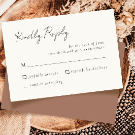 Elegante Eenvoudige Mocha Mousse Wedding RSVP Reac Kaartje