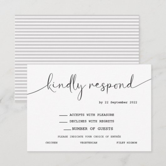 Elegante Eenvoudige Moderne Bijbeltekst Responskaa RSVP Kaartje (Voorkant / Achterkant)