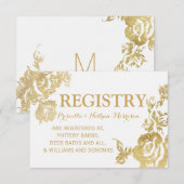 Elegante Eenvoudige Moderne Bloemen Goud Gift Regi Informatiekaartje (Voorkant / Achterkant)