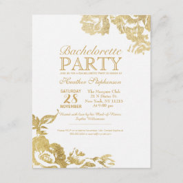 Elegante Eenvoudige Moderne Bloemen Gouden Bachelo Kaart